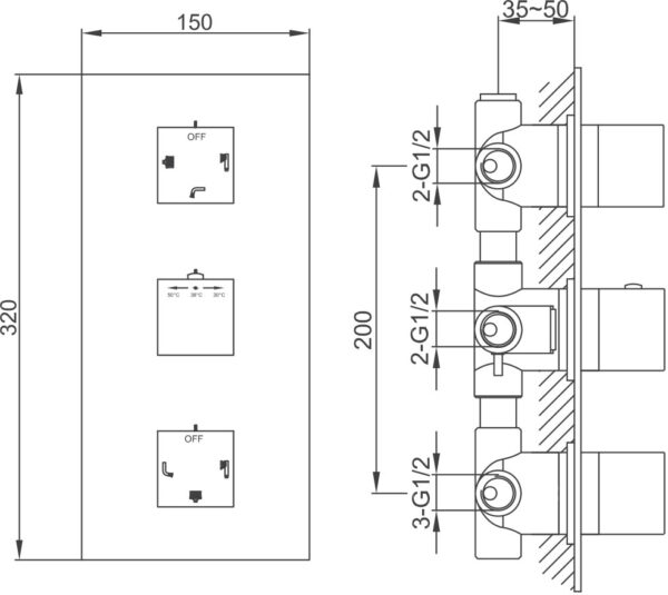 Concealed Thermostatic Shower Mixer with 6-Way Diverter - Image 2