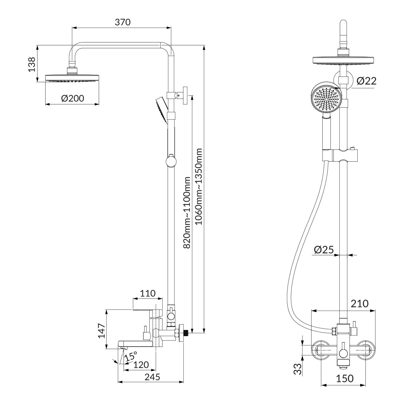 Single lever Exposed Bath/Shower Mixer - Image 2